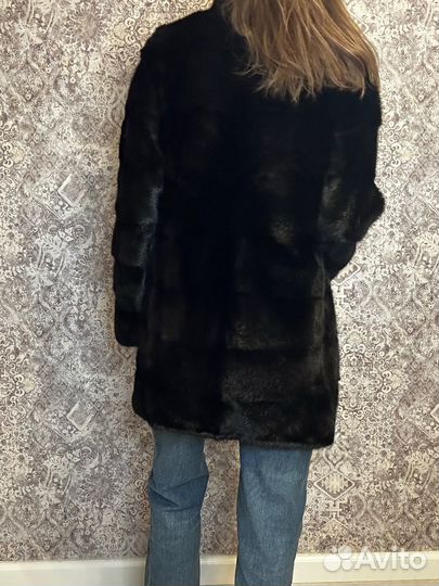 Шуба норковая 42 44 черная поперечка