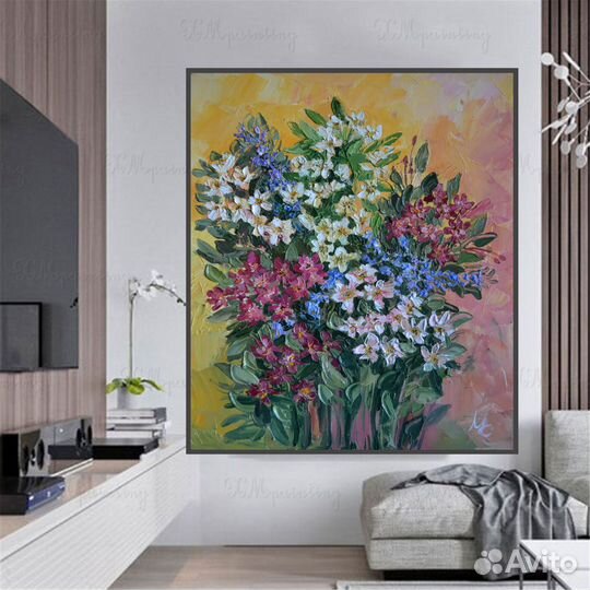 Картина маслом нежные цветы 40*60см