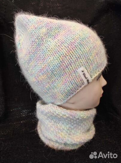 Шапка и снуд из пуха норки ручной работы