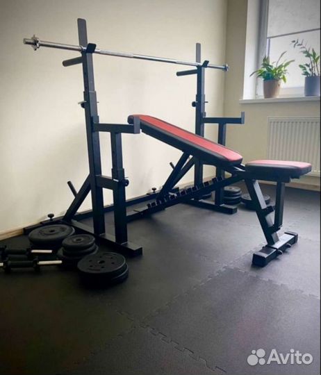 Стойка для жима и приседа + скамья до 300кг