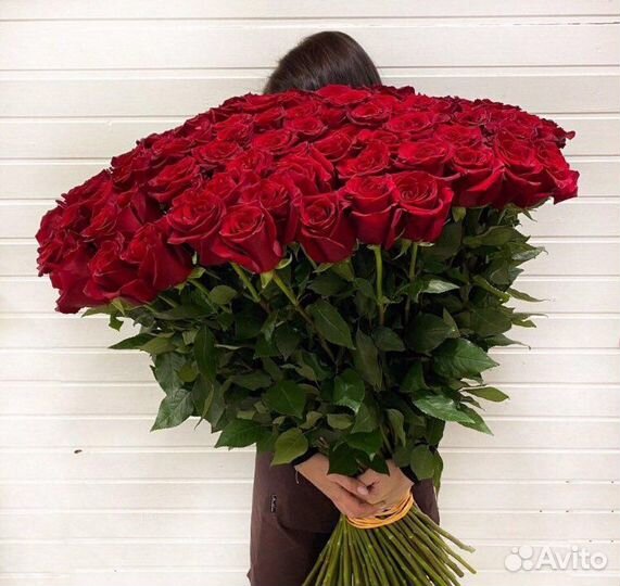 Букет гигант из роз, красные розы, доставка цветов