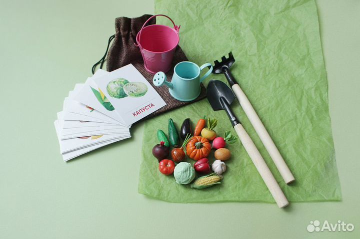 15 фигурок + инвентарь Овощи из полимерной глины