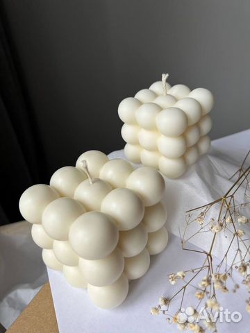 Свеча куб, спираль, пион