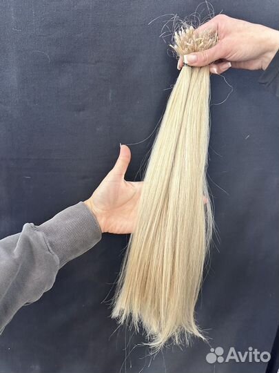Волосы для наращивания натуральные блонд 40-45 см