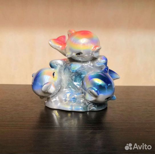 Подсвечник керамический дельфины