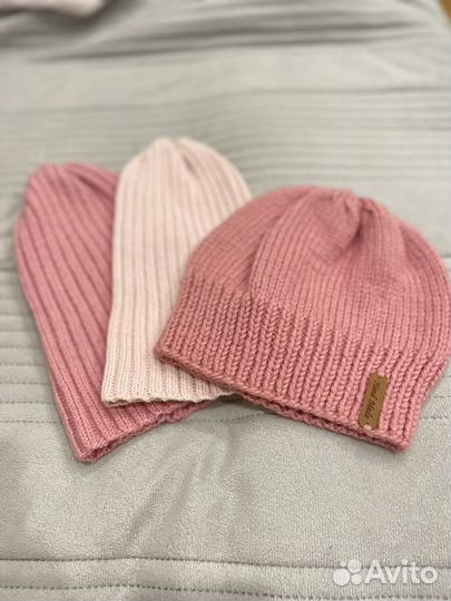 Шапки вязаные на девочку, снуды, вещи пакетом