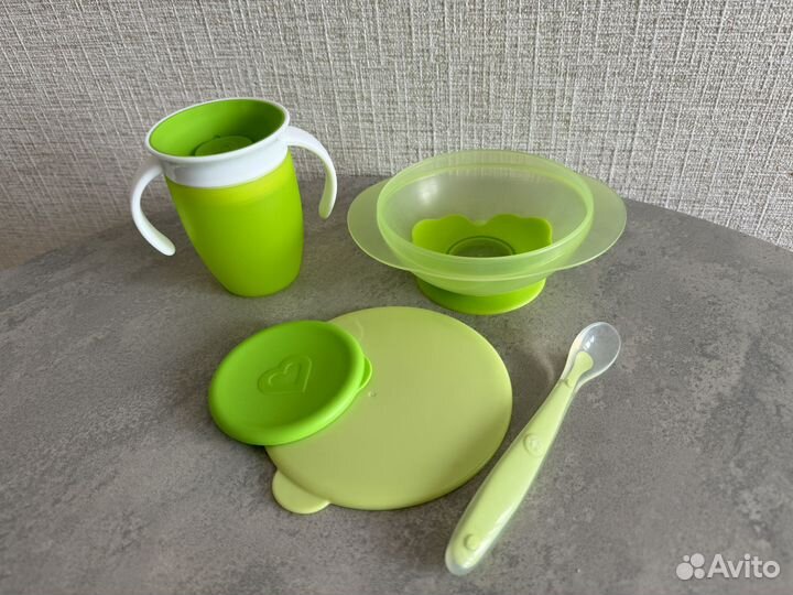Поильник непроливайка munchkin, тарелочка, ложечка