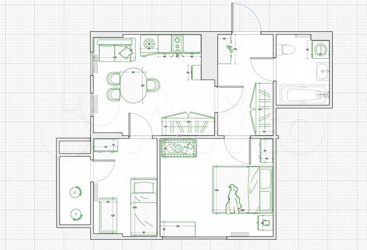 2-к. квартира, 44,7 м², 7/16 эт.