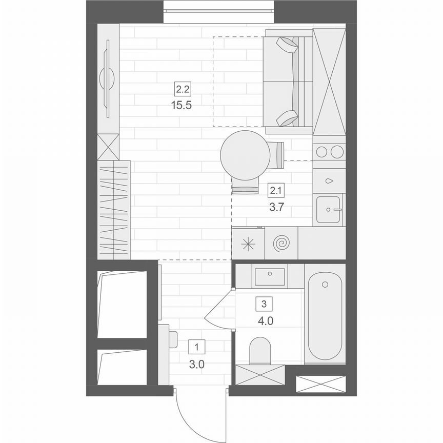 Апартаменты-студия, 26,2 м², 7/10 эт.