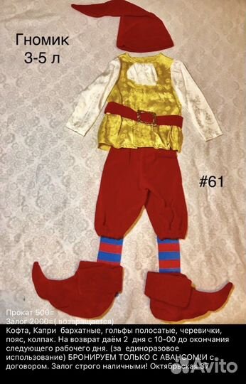 Карнавальные костюмы Гномиков в прокат