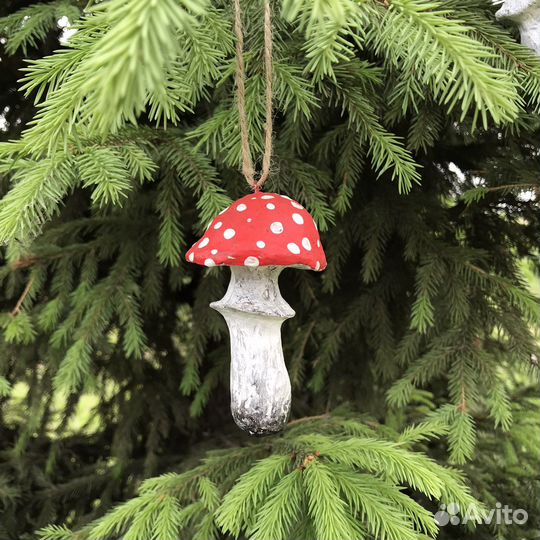 Интерьерные подвесы Мухоморы, игрушка на елку