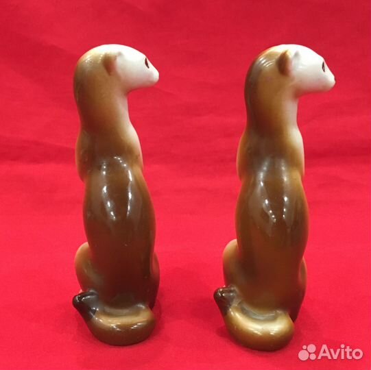 Статуэтки фарфоровые. Фигурки. Хорьки. Сурки. СССР