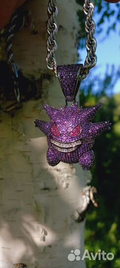 Подвеска Покемон генгар,ретро кулон с цирконом