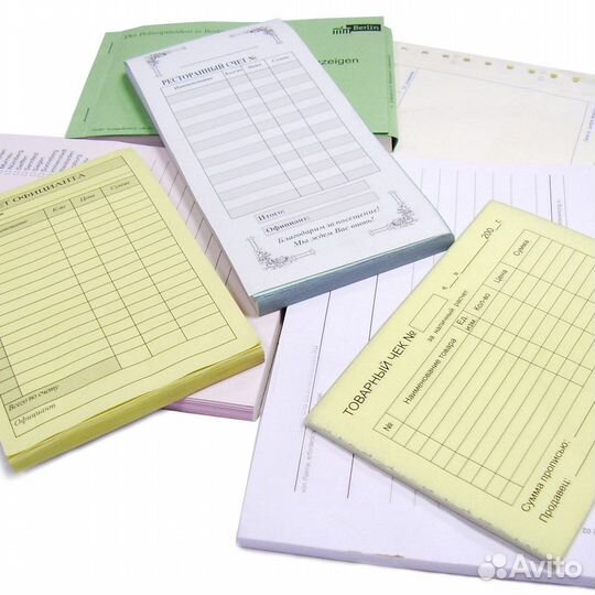 Бланки самокопирующиеся, квитанции, накладные