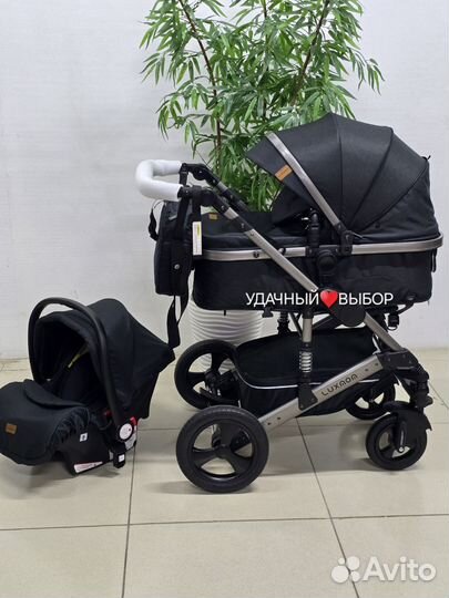 Новая коляска 3в1 Luxmom 555 NEW (чёрный)