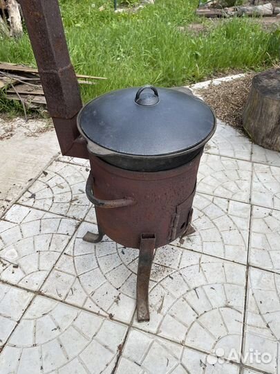 Печь садовая с казаном