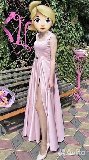 Платье вечернее выпускное в пол 44 нежно-розовое