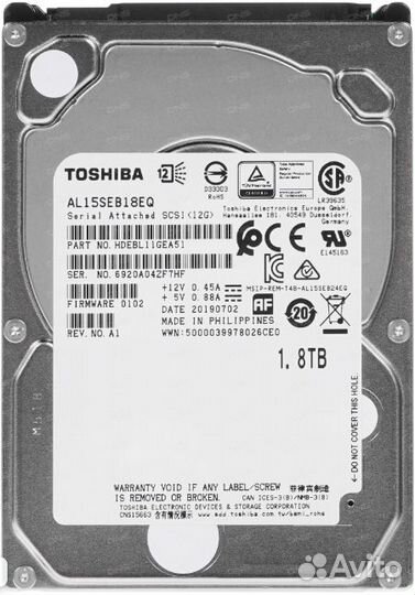 Жесткий диск 1.8TB SAS 12Gb/s Toshiba AL15SEB18EQ