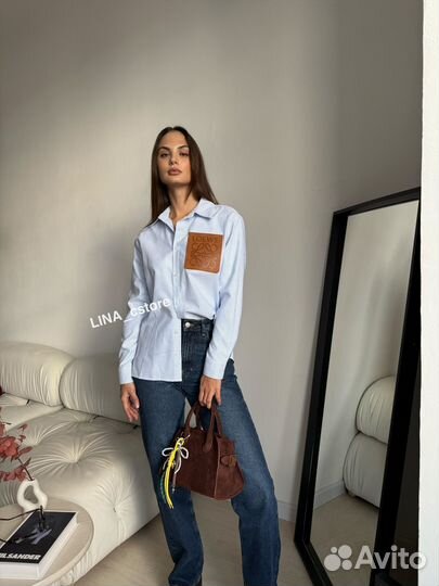 Рубашка голубая Loewe