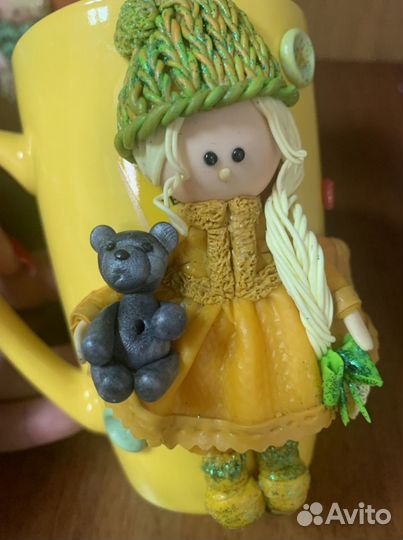 Кружки с декором из полимерной глины