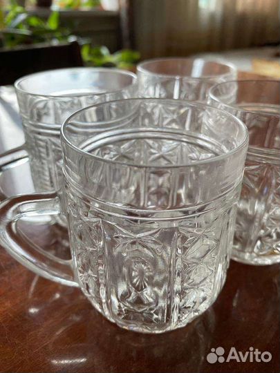 Ваза хрусталь новая, кружки и стаканы стекло
