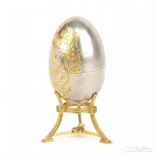 Старинное серебряное яйцо 84 пробы с золочением