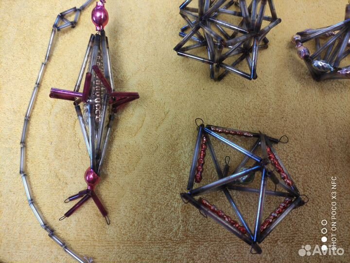 Елочные игрушки СССР 40-е-50-е из стекляруса, бусы