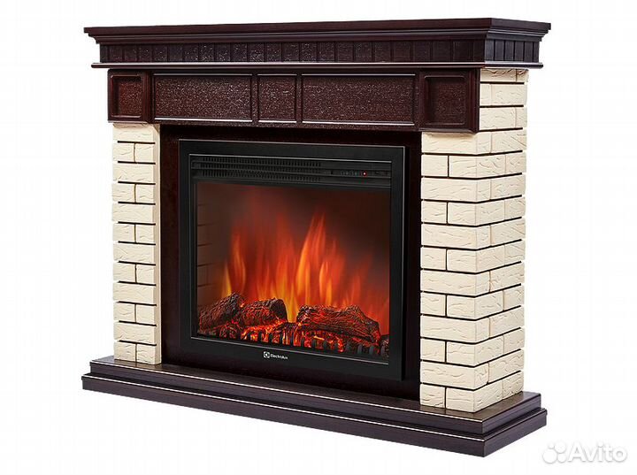 Электрокамин с широким очагом 2D Electrolux EFP/P-3320RLS с порталом Firelight Bricks 30 кирпич беже