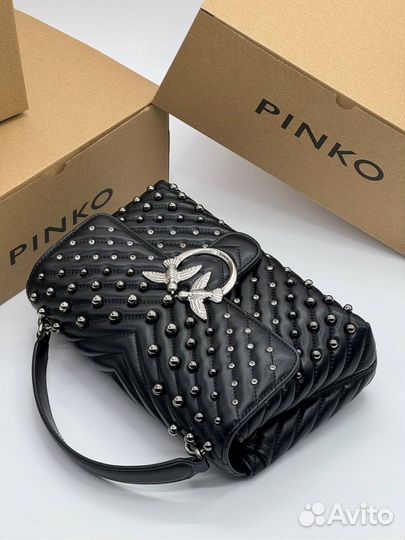 Сумка Pinko ручка ремень натуральная кожа чёрная