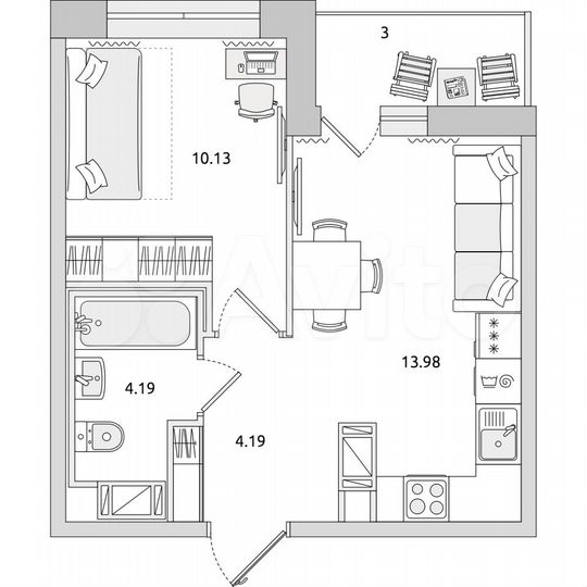 1-к. квартира, 35,5 м², 2/17 эт.