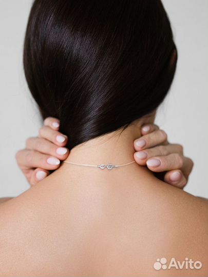 Колье на леске с фианитом 7 мм 