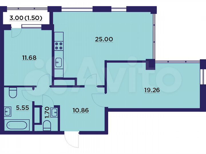 2-к. квартира, 78,2 м², 14/18 эт.