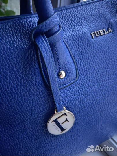 Васильковая сумка Furla оригинал, натуральная кожа