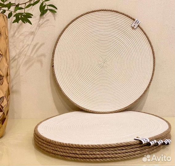 Салфетки сервировочные из джута и хлопкового шнура