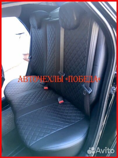 Чехлы Hyundai Solaris 1 Sd из экокожи чёрные Ромб