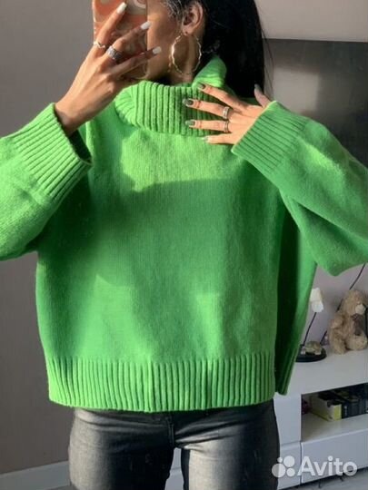 Свитер новый H&M оверсайз зелёный