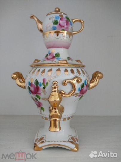 Фарфоровый самовар гжель экспортный вариант