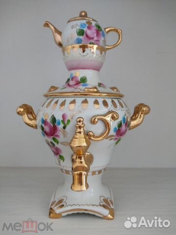 Фарфоровый самовар гжель экспортный вариант
