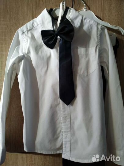 Рост 128 Белая рубашка, брюки и галстук