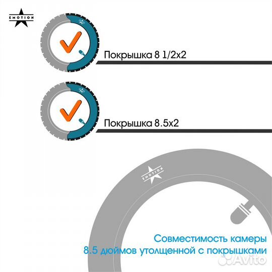 Камеры электросамоката 8.5 дюймов 2шт усиленные