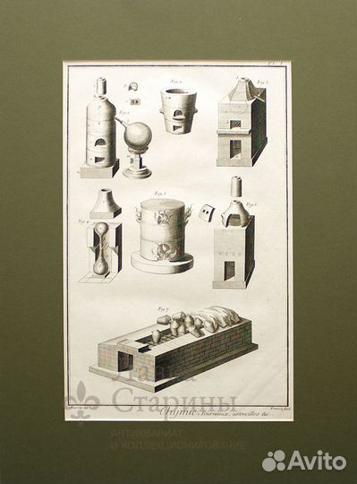 Антикварная, гравюра 18 век «Химия» - 1