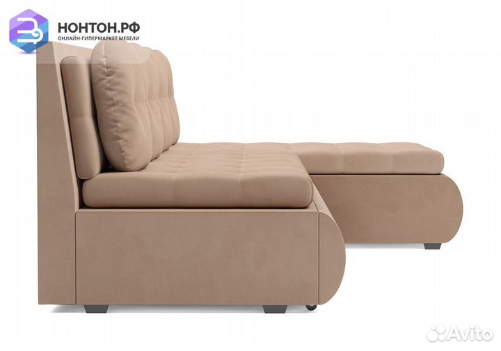 Угловой диван дельфин Кормак велюр бежевый