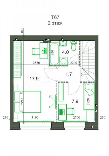 Таунхаус 65,8 м² на участке 1 сот.