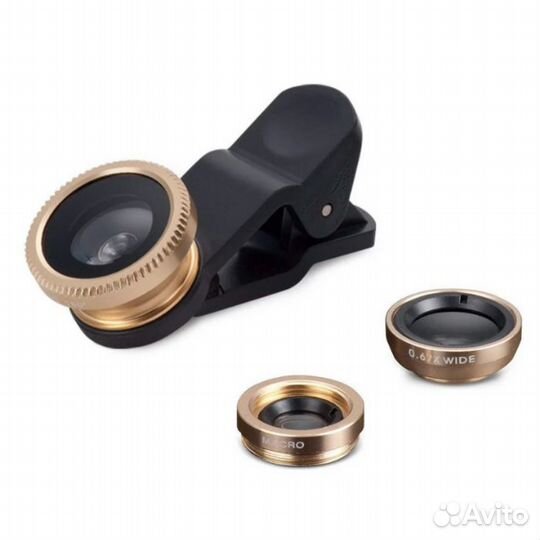 Объектив для телефона 3в1 (фишай, макро, широкий)