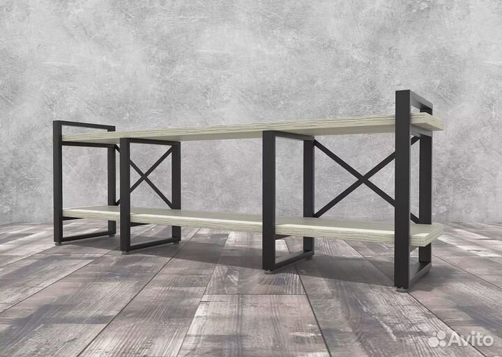 Тумба под тв Айсберг Лофт 160 черный/дуб крафт бел