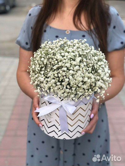 Гипсофила в большой коробке доставка цветы букеты