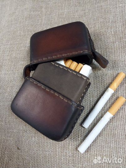 Портсигар кожаный, классика