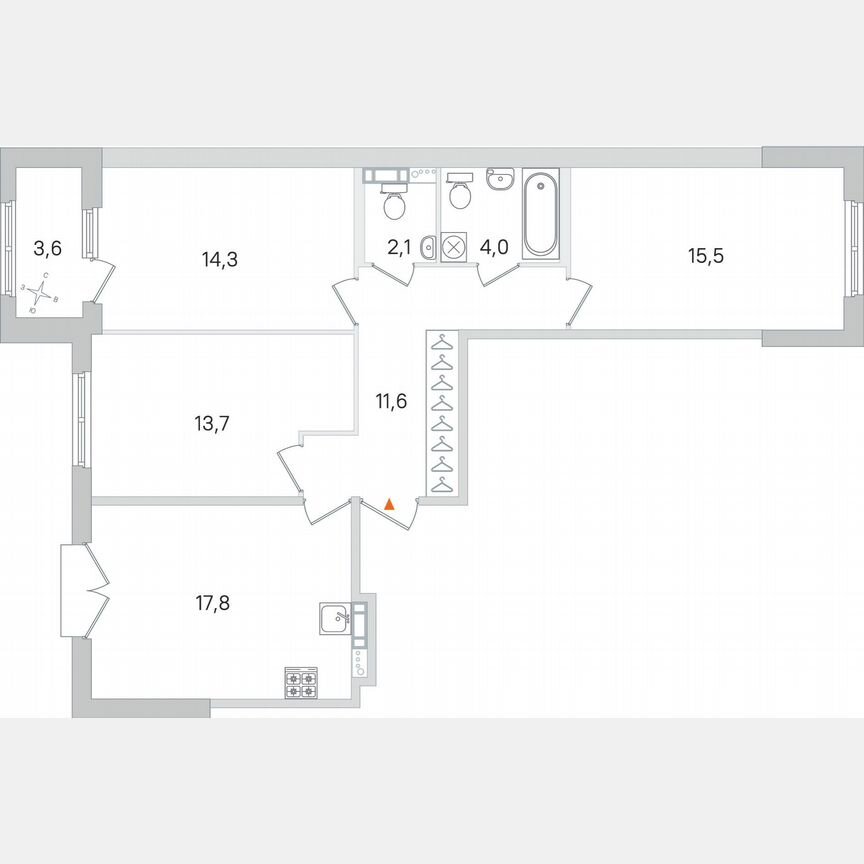3-к. квартира, 80,8 м², 2/4 эт.