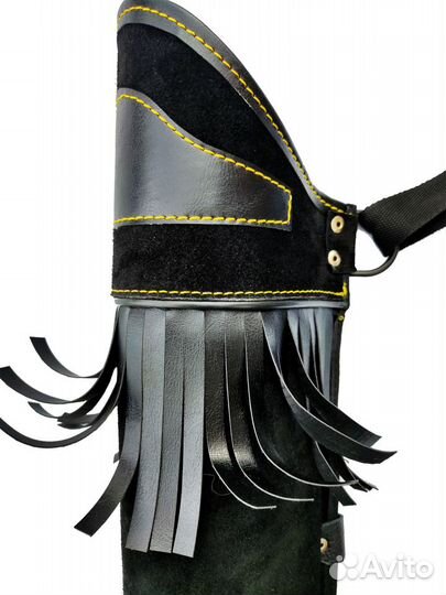 Заплечный колчан для стрел Сокол чёрный, замшевый