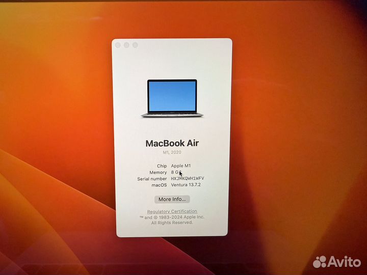 MacBook Air 13 M1 8/256gb